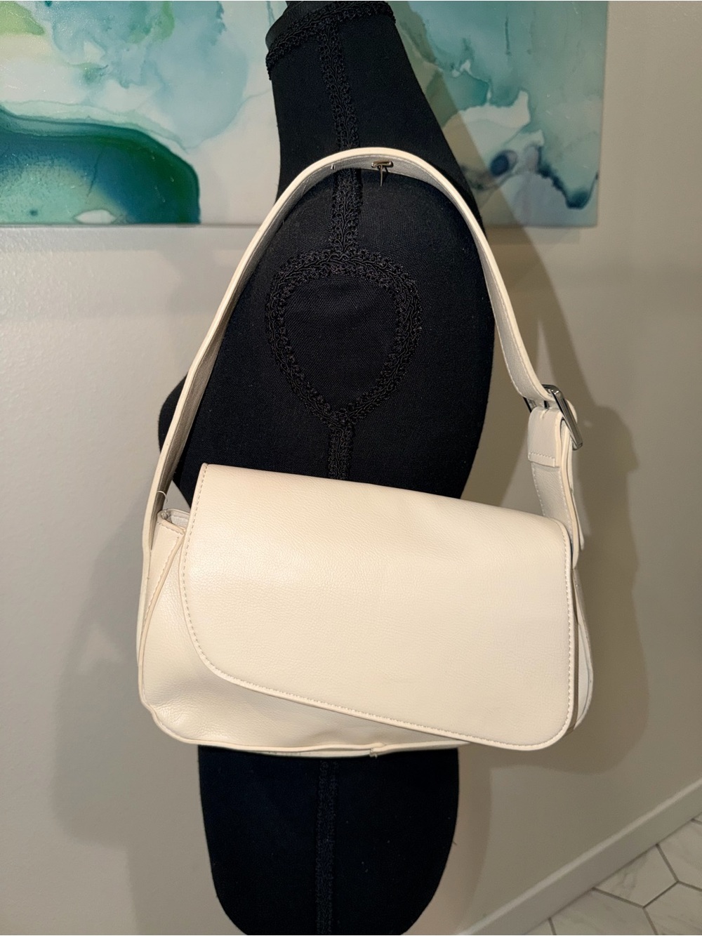 BCBGMaxAzria Ivory Shoulder Bag with Flap